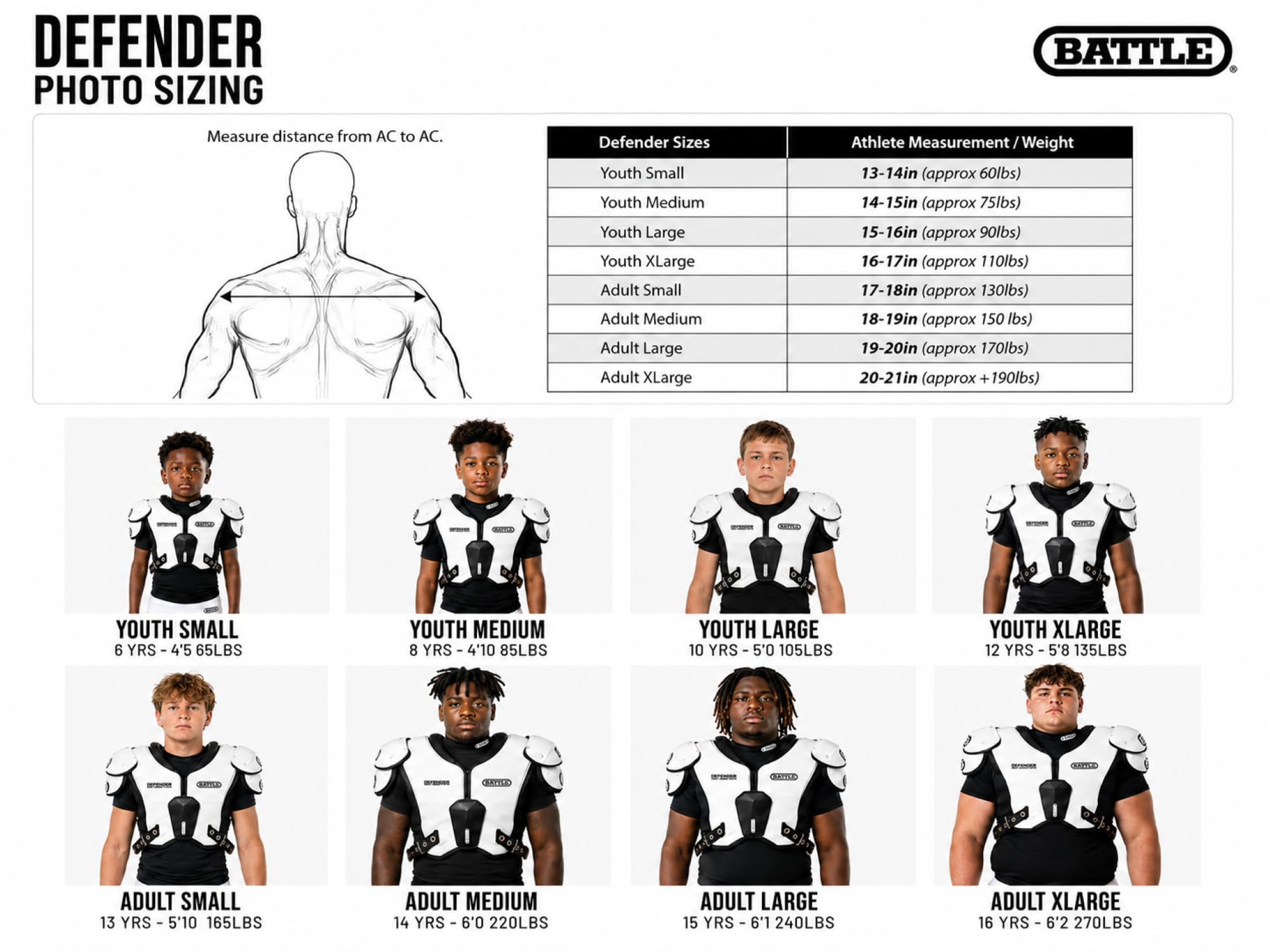 Amazon.com : Battle Sports Defender Football Shoulder Pads – The